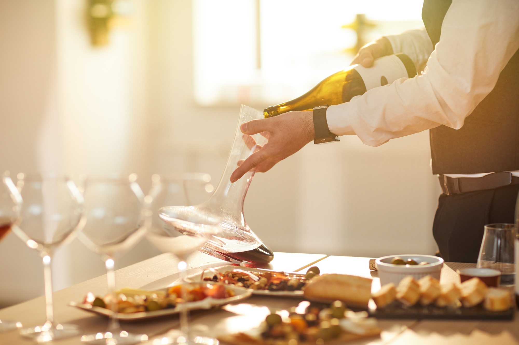 Sommelier Pouring Wine Closeup